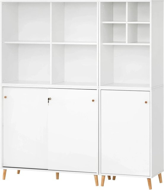 PROREGAL Jaguar Set Aktenregal und Aktenschrank mit Regalkreuz in Weiß und Eiche - Bild 1