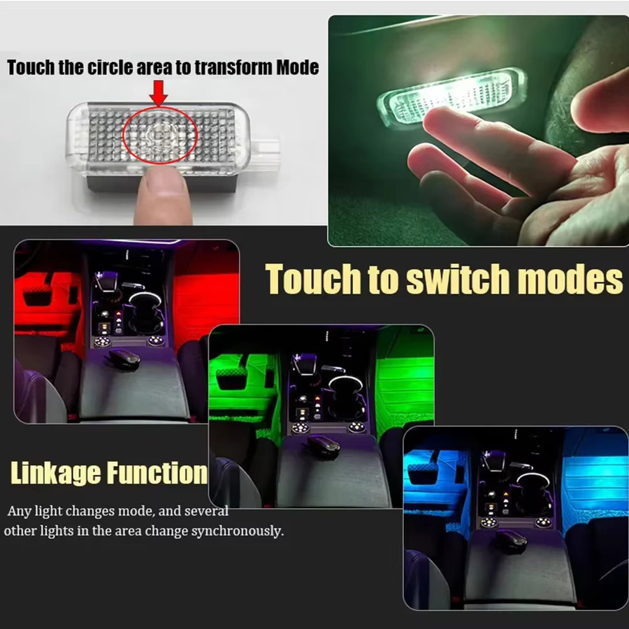 QYJSD RGB LED Auto-Innenraumbeleuchtung für Audi A1 A4 A5 A6 A7 A8 Q3 Q5 Q7 Q8 TT Fußraumbeleuchtung in Transparent - Bild 4
