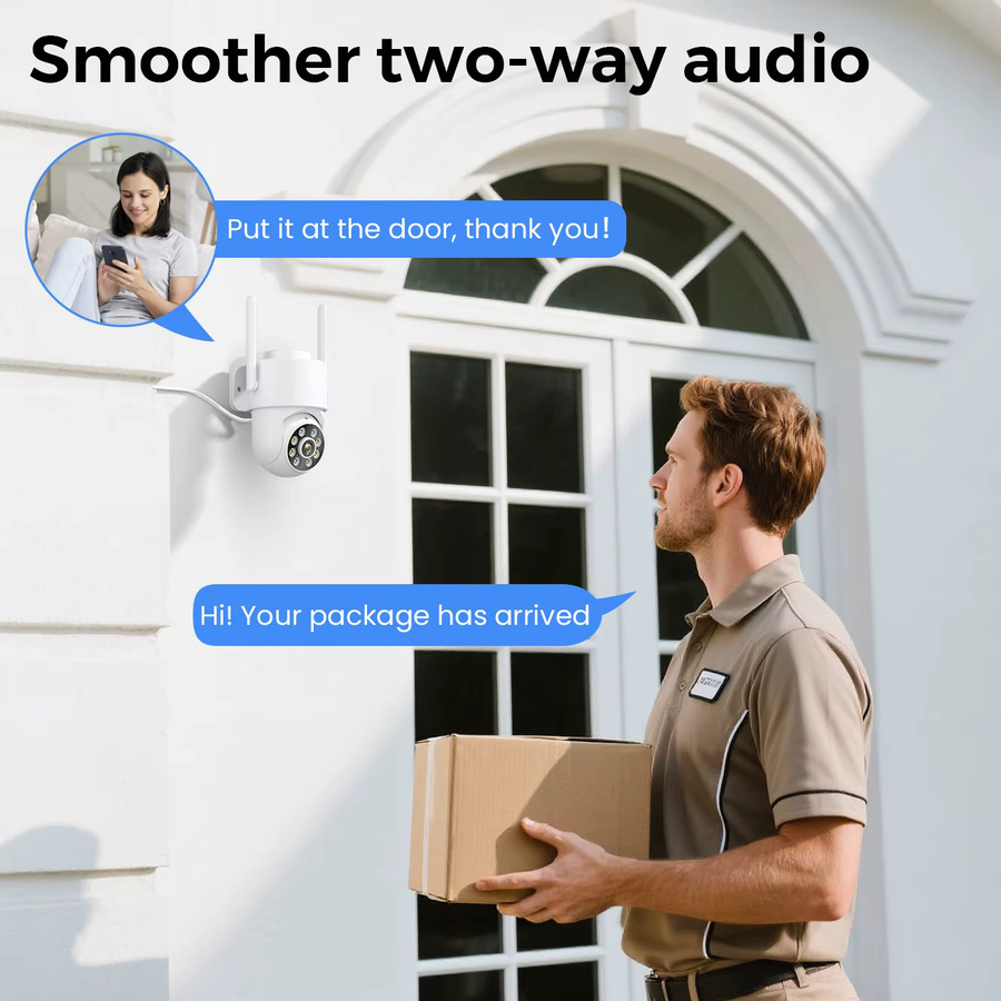 BESDER PTZ Outdoor Wifi Überwachungskamera mit 4MP Auflösung, Auto Tracking und menschlicher Erkennung, iCSee App, Weiß - Bild 5