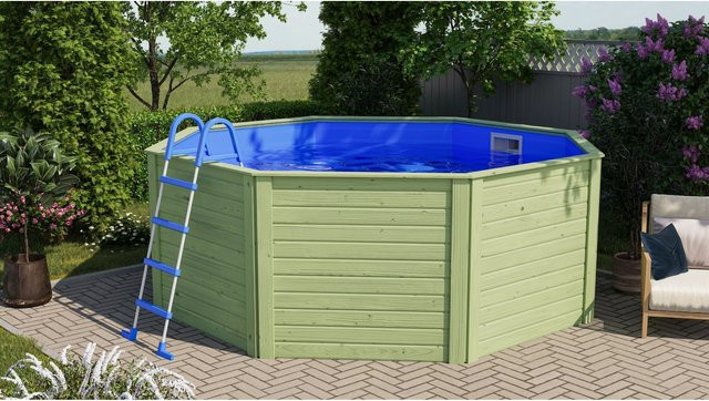 Karibu Holztechnik Pool Evolution aus kesseldruckimprägnierten Blockbohlen Durchmesser: 347 cm - Bild 1
