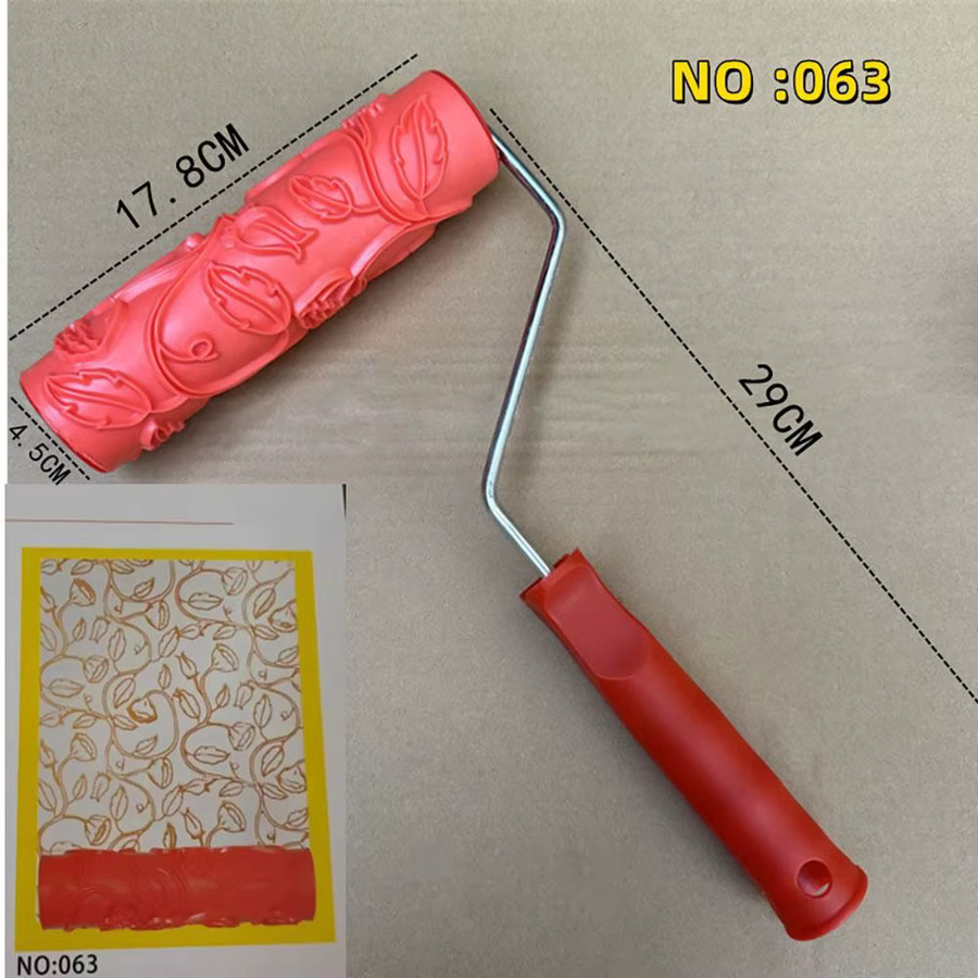 Gummi Farbroller mit Holzmaserung Muster für DIY Wandmalerei in Rot - Bild 2