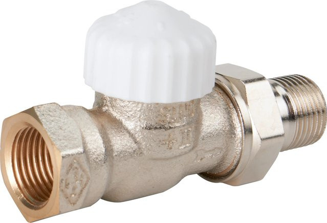Heimeier Thermostat-Ventilunterteil V-exact II Durchgang DN 15 aus Messing, vernickelt, Farbe: Silber - Bild 1