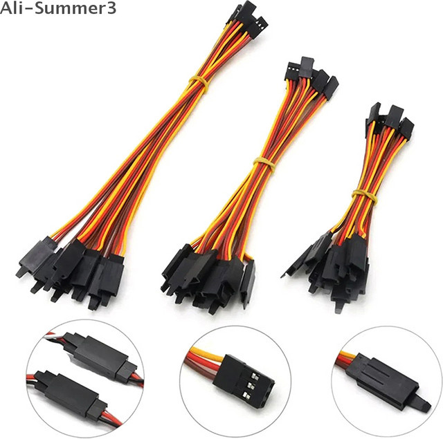 10er Set RC Servo Verlängerungskabel Adapter Set für JR Modellflugzeug, 60 Adern, Männlich zu Weiblich, Längen von 10 bis 100 cm - Bild 1