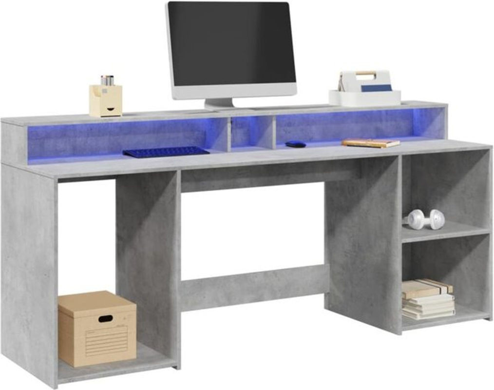 Vidaxl LED-Schreibtisch aus Holzwerkstoff in Grau im Industrial-Design B/T/H: 200 x 55 x 91 cm - Bild 1