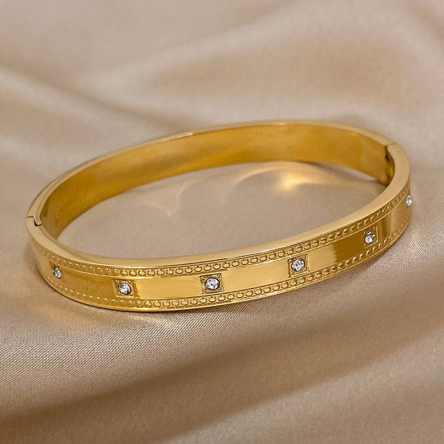 Greatera Armband Armreif, Edelstahl, Vergoldet, Zirkonia, Damen - Bild 1