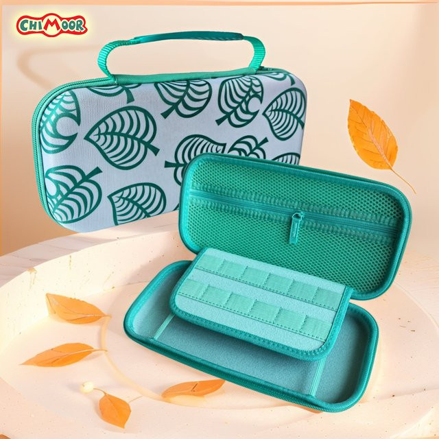 Chimoor Tragetaschen-Bundle für Nintendo Switch 2 in Grün mit Animal Leaf Crossing Design - Bild 1