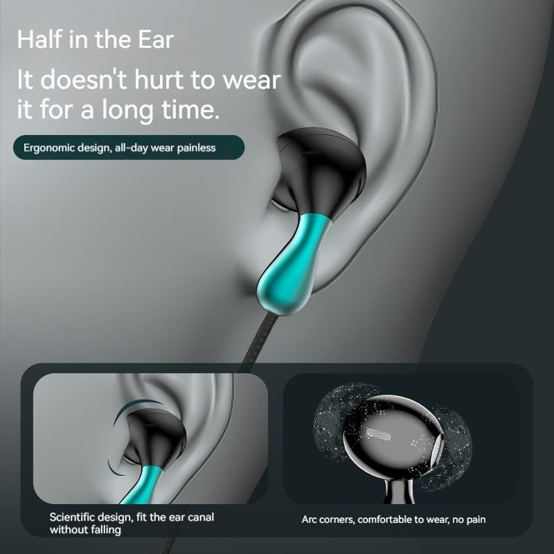 VAORLO In-Ear Kopfhörer mit 9D HIFI Heavy Bass im Waterdrop-Stil, Typ-C und 3,5 mm Klinke, Schwarz - Bild 4
