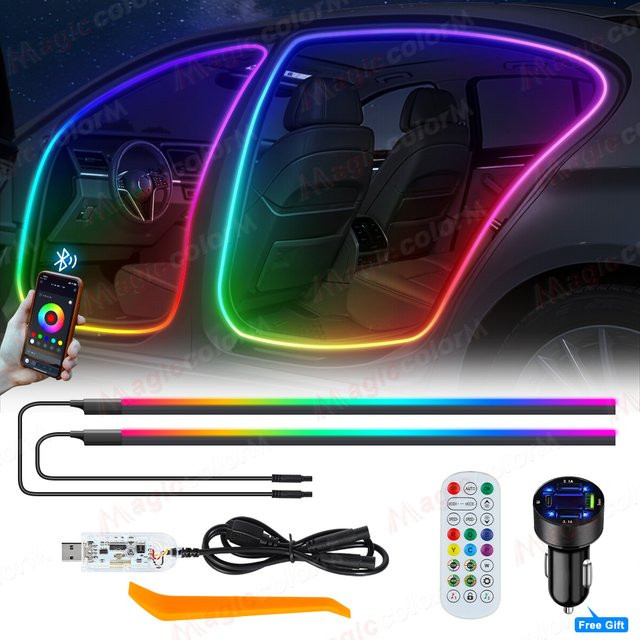 4M Symphony Universelle RGB LED Auto-Türrahmen Ambientebeleuchtung mit App-Steuerung und Bluetooth, 3 Meter, Multicolour - Bild 1