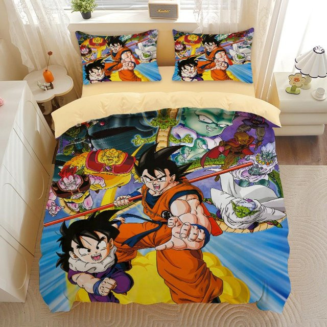 Dragon Ball Bettwäsche-Set von Binchi Fitness mit Goku Super Saiyan Motiv, 2-teilig bestehend aus Bettbezug und Kissenbezug in Multicolour, B/H: 140 x 200 cm - Bild 1
