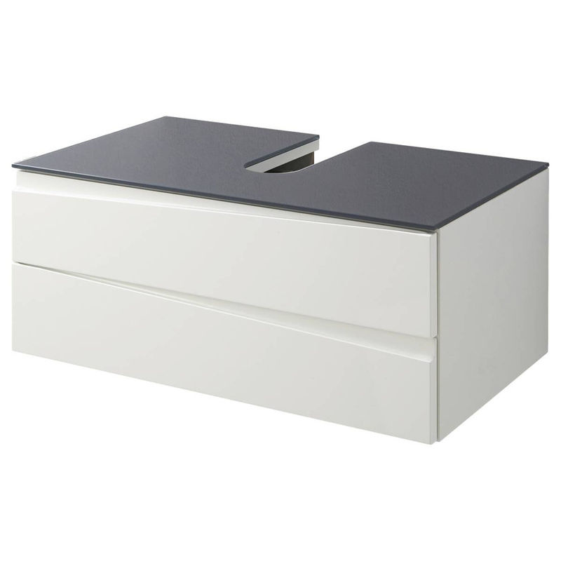 Waschbeckenunterschrank byLIVING Shape in Grau und Weiß mit Hochglanzfront, B/H/T: 80 x 33 x 47 cm - Bild 4