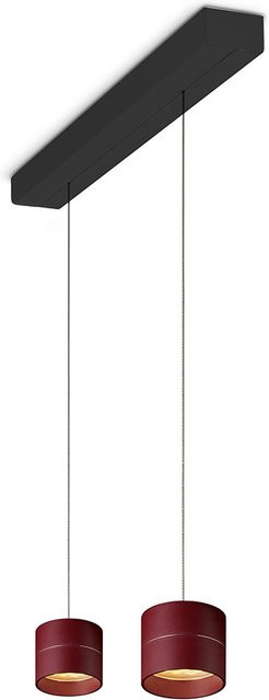 Oligo Tudor S LED-Pendelleuchte 2-flammig Rot matt mit schwarzem Baldachin und Tunable White (2200K - 5000K) - Bild 1