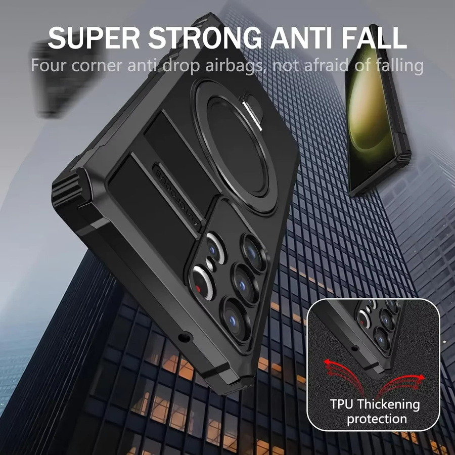Magnetische MagSafe Handyhülle für Samsung Galaxy S26 S25 S24 S23 S22 S21 Ultra mit Ringhalter und Standfunktion in Schwarz und Grün - Bild 3