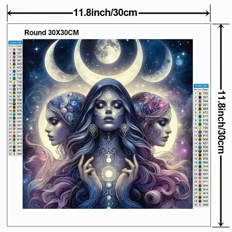 Potdemiel DIY Diamond Painting Set Mondgöttin Frauenporträt als Mosaik-Kunstwerk für Anfänger - Bild 2