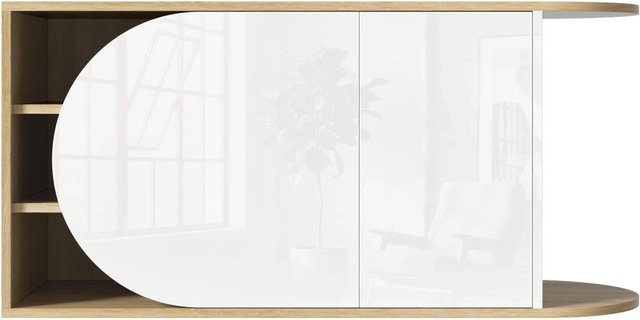 Merax Schuhbank in Weiß mit Holzoptik und Hochglanz-Finish, B/T/H: 104 x 37 x 50 cm - Bild 1