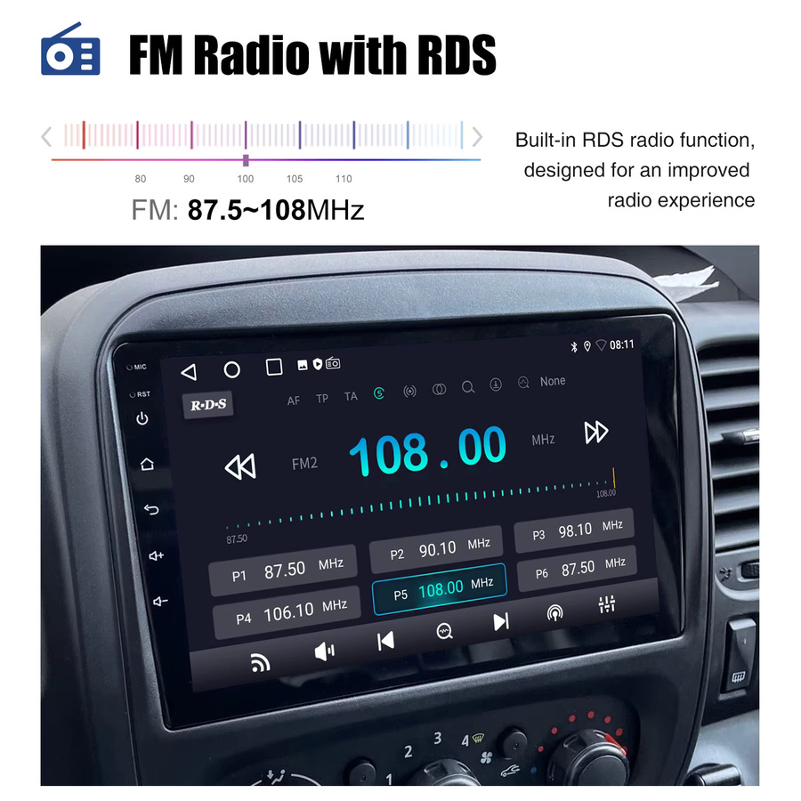 ESSGOO 9 Zoll Android Autoradio mit Carplay und Android Auto für Vauxhall Vivaro B, Renault Trafic und Nissan NV300, Schwarz, 4GB RAM - Bild 6