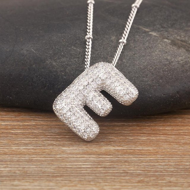 YIRAN Anhänger Halskette, Buchstaben, Zirkonia, Kristall, Kupfer, Schwarz, Unisex - Bild 1