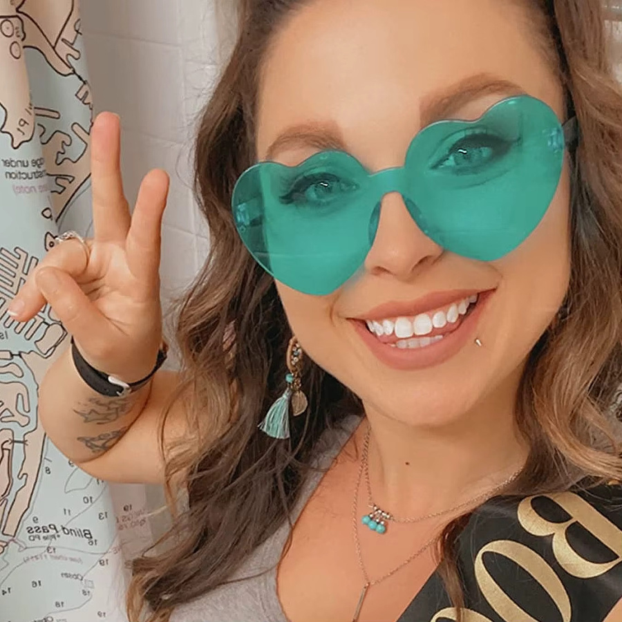 Herz-Sonnenbrillen für Damen, Herzförmig, Vollrand, Multicolor, Kunststoff - Bild 2