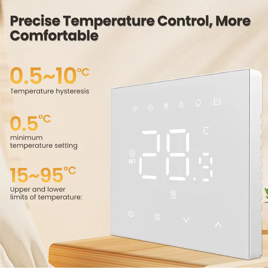 AVATTO Tuya WiFi Smart Thermostat für elektrische Heizung, Wasserheizung und Wassergaskessel in Weiß - Bild 2