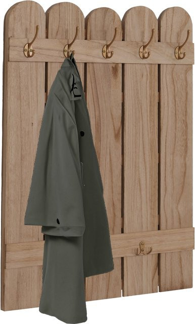 Wandgarderobe MCW N95 aus Paulownia-Holz mit 7 Haken in Natur im Landhausstil, Breite: 86 cm, Höhe: 60 cm - Bild 1