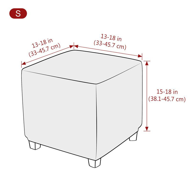 Yiran Furniture Polarfleece Hockerbezug Grau, Elastischer und Wasserabweisender Hockerbezug für Quadratische Hocker - Bild 2