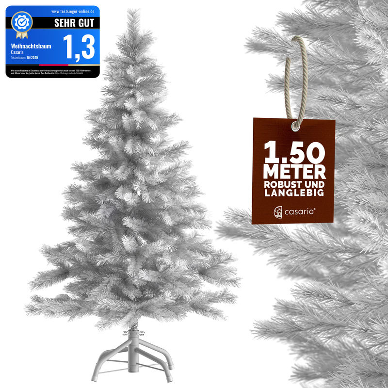 CASARIA Weihnachtsbaum künstlich in Weiß mit stabilem Metallständer, Höhe: 150 cm - Bild 2