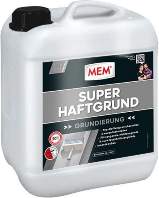 MEM Super Haftgrund Dispersion auf Wasserbasis für Beton, weiß, 5 l - Bild 1