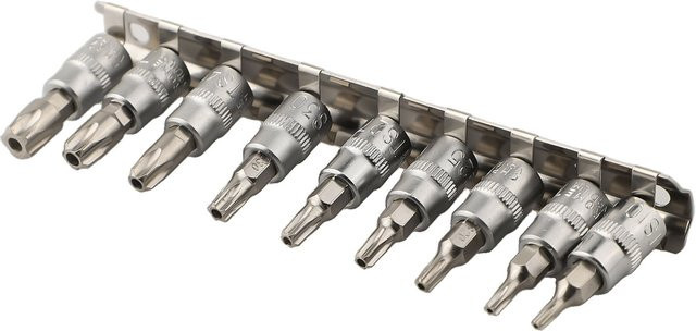 DAZZLEEX 9 Stück 5-Punkt-Stern Torx-Schraubendreher-Bit Set mit 1/4 Zoll Antrieb, Pentalobe TS10-TS50, Farbe Silber - Bild 1