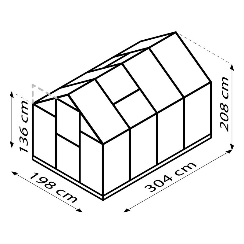 Vitavia Gewächshaus Eos in Schwarz mit Polycarbonat-Platten und Schwingtür, B/H/L: 197,7 x 195,9 x 303,6 cm - Bild 2