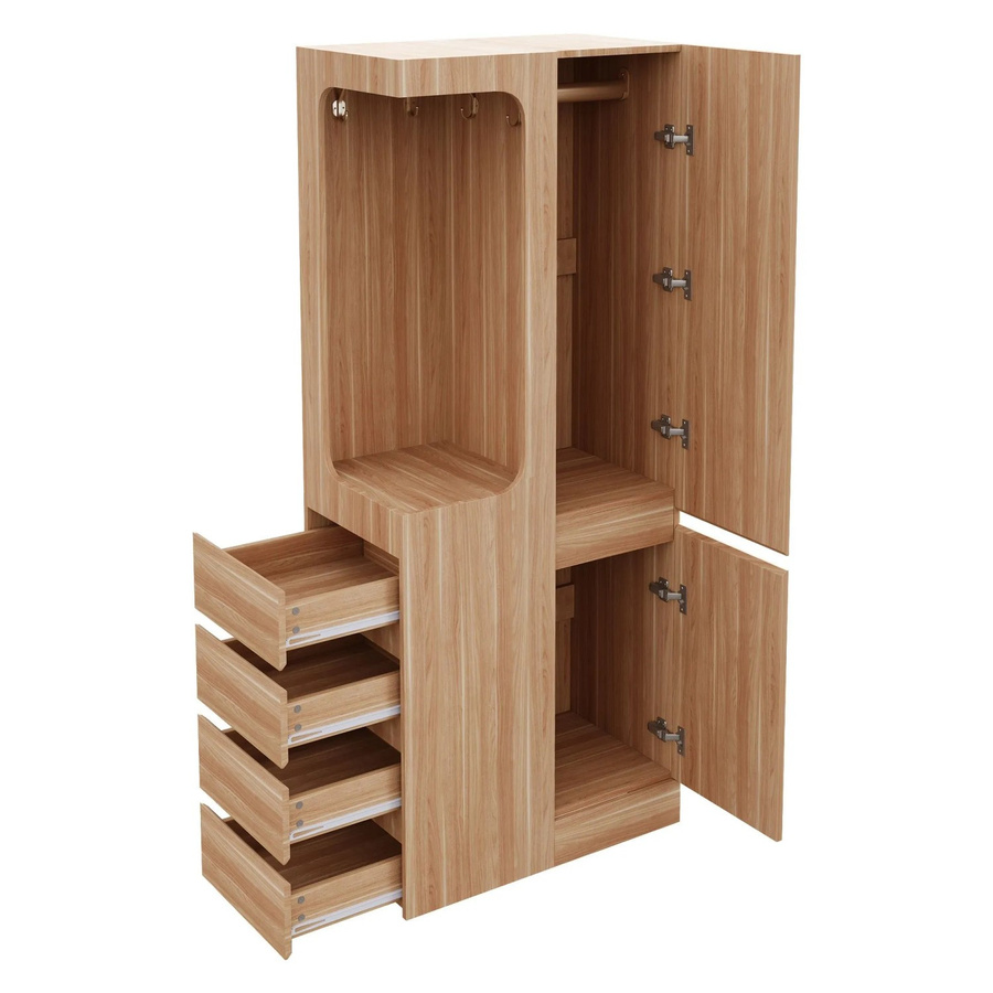 okwish Kleiderschrank mit integrierten Schubladen und Kleiderstange in Natur, B/T/H: 70 x 40 x 170 cm - Bild 2