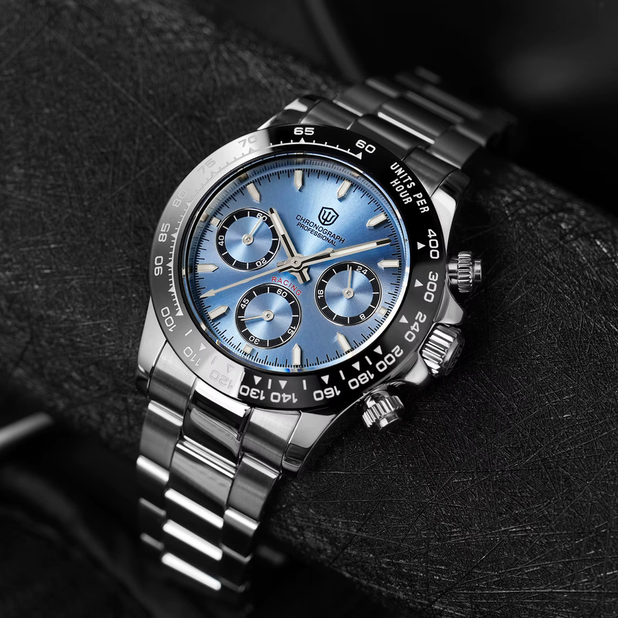 Watchdives Chronograph Armbanduhr, Quarz, Edelstahl, Saphirglas, Herren - Bild 3
