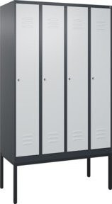 C+P Spind Classic PLUS Garderobenschrank mit 4 Abteilen, Stahlkonstruktion, Zylinderschloss und 3 Garderobenhaken, H x B x T: 212 x 120 x 50 cm - Bild 1