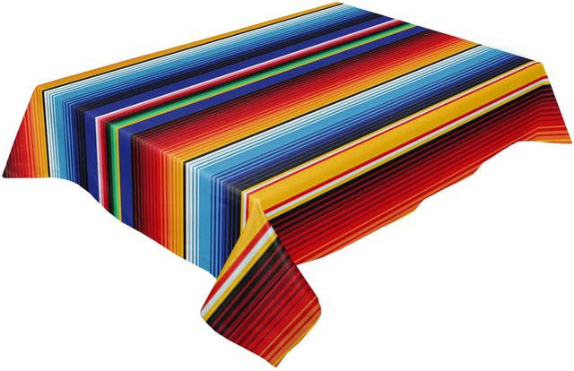 Wasserdichte mexikanische Tischdecke mit bunten Streifen von JINGYUE Pet in Rot und Multicolour, B/T/H: 140 x 90 cm - Bild 1