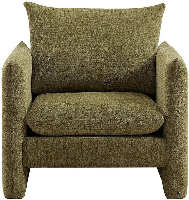 Vente-unique Sessel Gorazi mit gerader Rückenlehne und Armlehnen in Grün aus Chenille-Stoff, Breite: 90 cm, Tiefe: 87 cm, Höhe: 66 cm - Bild 1