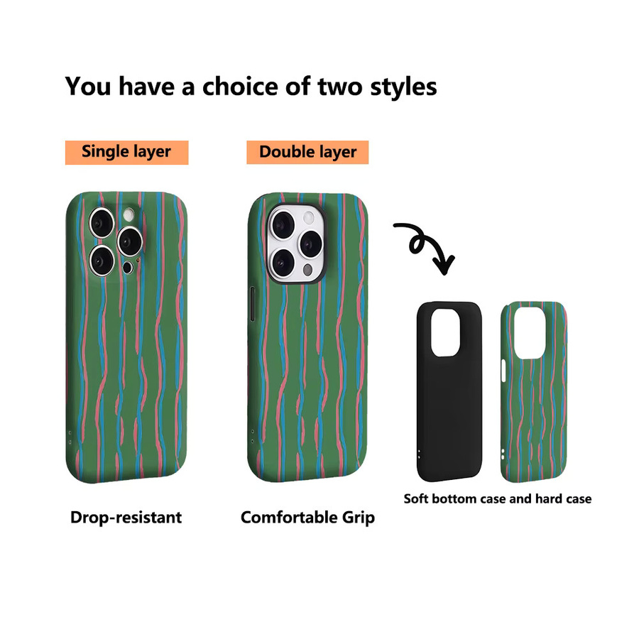 Handyhülle mit Wellenlinien in Grün, Rosa und Blau für Apple iPhone 11 bis iPhone 17 Pro Max Plus mit doppelschichtiger Rückseite - Bild 3