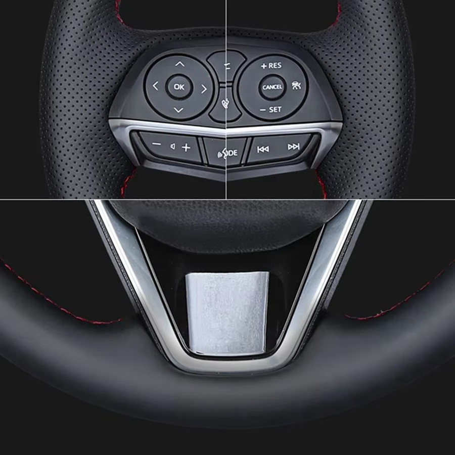 Lenkrad Abdeckung aus Mikrofaser und Leder für Audi S1 8X S3 8V Sportback S4 B8 Avant S6 C7 S5 8T S7 G8 RS Q3 8U SQ5 8R in Schwarz - Bild 2