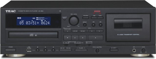 TEAC AD-850-SE CD- und Kassettenspieler mit USB-Anschluss in Schwarz - Bild 1