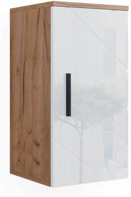 Vicco Hängeschrank Irma Badezimmermöbel in Weiß Hochglanz und Eiche, B: 30 cm, H: 59 cm, T: 24 cm - Bild 2