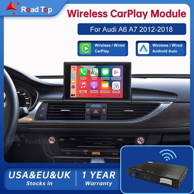 Road Top Wireless Android Auto und Apple CarPlay Interface für Audi A6 A7 RMC 3G MMI MHI2 2012-2018 in Schwarz - Bild 1