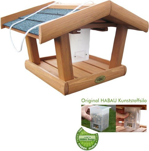 Habau Vogelfutterhaus Singdrossel Silo in Braun aus Holz - Bild 1