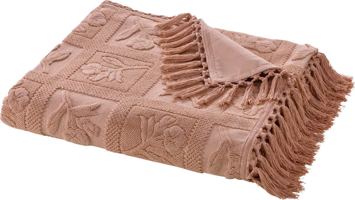 Tagesdecke von Pereira da Cunha in Pink aus 100% Baumwolle mit Fransen und Jacquard-Webung - Bild 2