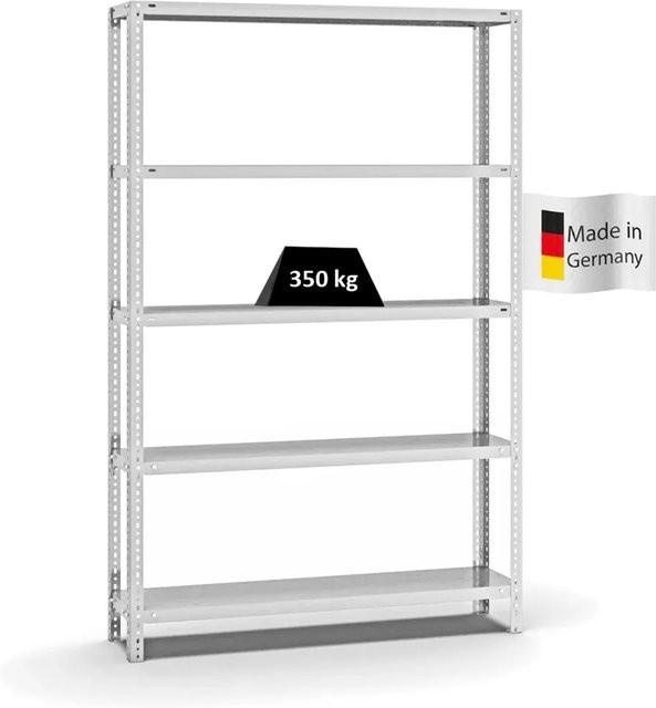 PROREGAL Heavy-Duty Fachbodenregal mit Schraubsystem, Lichtgrau, H x B x T: 200 x 130 x 30 cm, 5 Ebenen, beidseitig nutzbar - Bild 1