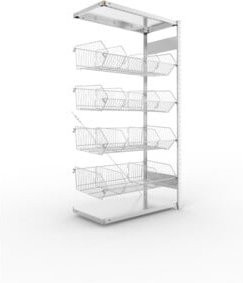 META Gitterkorbregal AR leicht verzinkt in Silber mit 4 Drahtkörben und Trenngitter CLIP, B/T/H: 200 x 100 x 50 cm - Bild 1