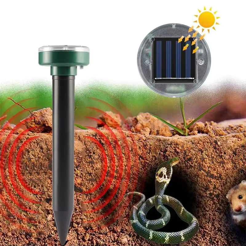 DOUWENXI Solar-Ultraschall-Maulwurfabwehr mit elektronischem Schlangen- und Insektenvertreiber durch leistungsstarke Vibration und Sonnenaufladung - Bild 5