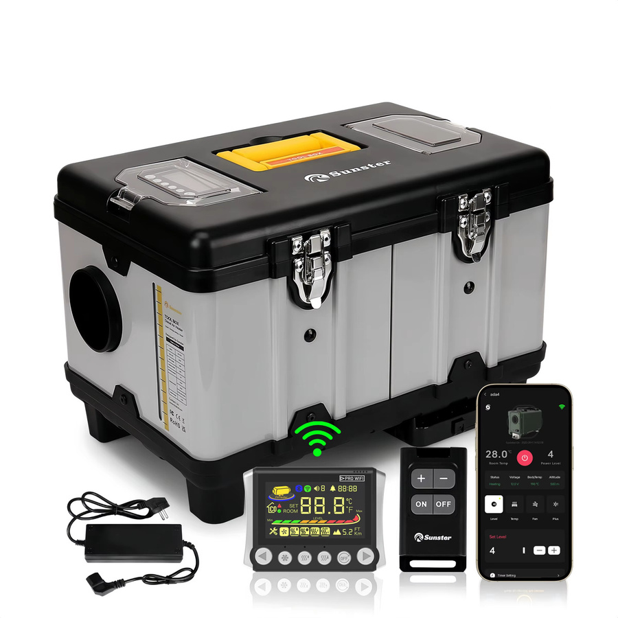 Sunster TB10 Diesel-Luftheizung mit WLAN und Bluetooth App-Steuerung, 8KW, 12V/24V DC & 110V–240V AC, mit Auto-Thermostat für Camping und Zelte - Bild 6
