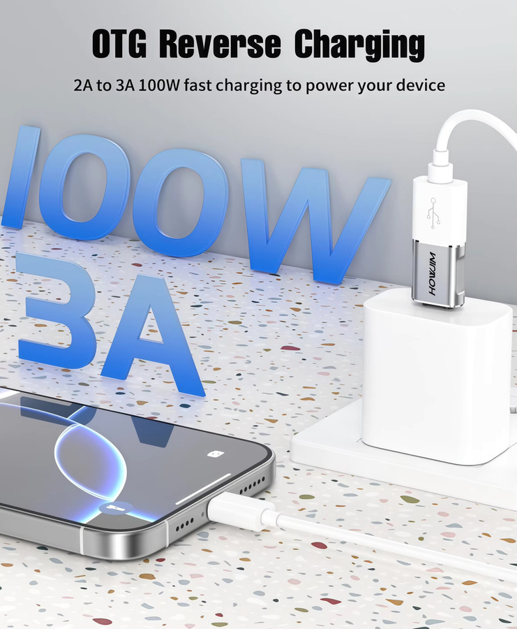 4er-Pack USB-C auf USB 3.2 OTG Adapter in Silber, 10Gbps Datenübertragung und schnelles Laden, Aluminiumgehäuse - Bild 2