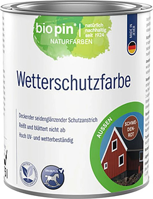 Biopin Wetterschutzlasur Schweden Rot wasserbasiert satin-glänzend 750 ml - Bild 1