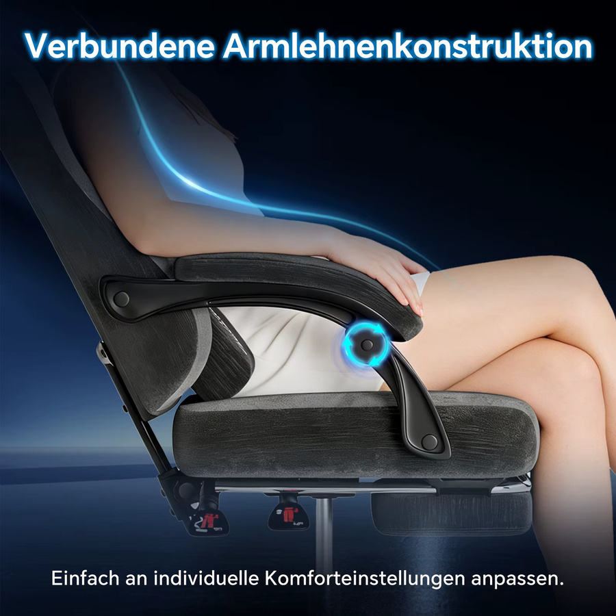 SUKIDA Gaming-Stuhl in Grün, ergonomischer Stoff-Bürostuhl mit Kopfstütze und Armlehnen für Erwachsene - Bild 4