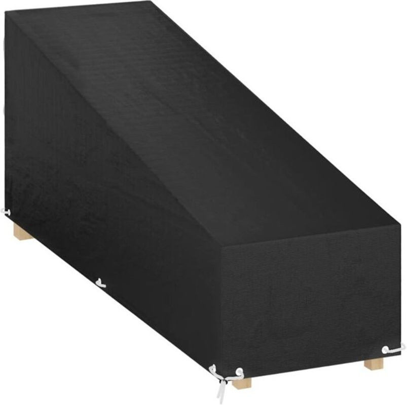 vidaxl Abdeckung für Sonnenliege mit 12 Ösen in Schwarz, B/T/H: 200 x 65 x 35/60 cm - Bild 1