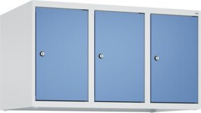 C+P Aufsatzschrank 7035/5023 aus Stahl mit Zylinderschloss und 3 Abteilen, B/H/T: 50 x 90 x 50 cm, Grau/Blau - Bild 1