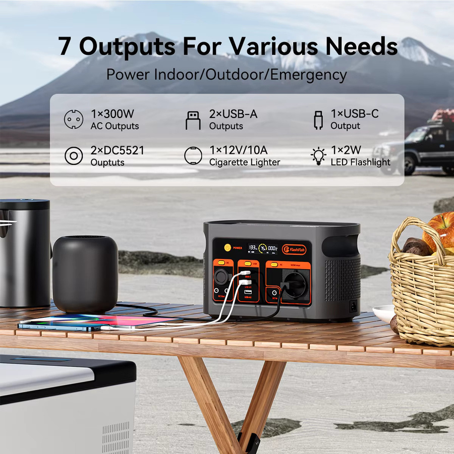 FlashFish E103 Tragbares Kraftwerk mit 300 W Leistung und 179,2 Wh LiFePO4-Akku für Outdoor und Camping - Bild 3
